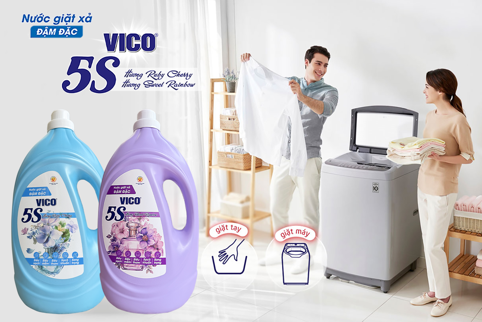 Nước giặt xả đậm đặc VICO 5S - Tiêu chuẩn 5S thế hệ mới